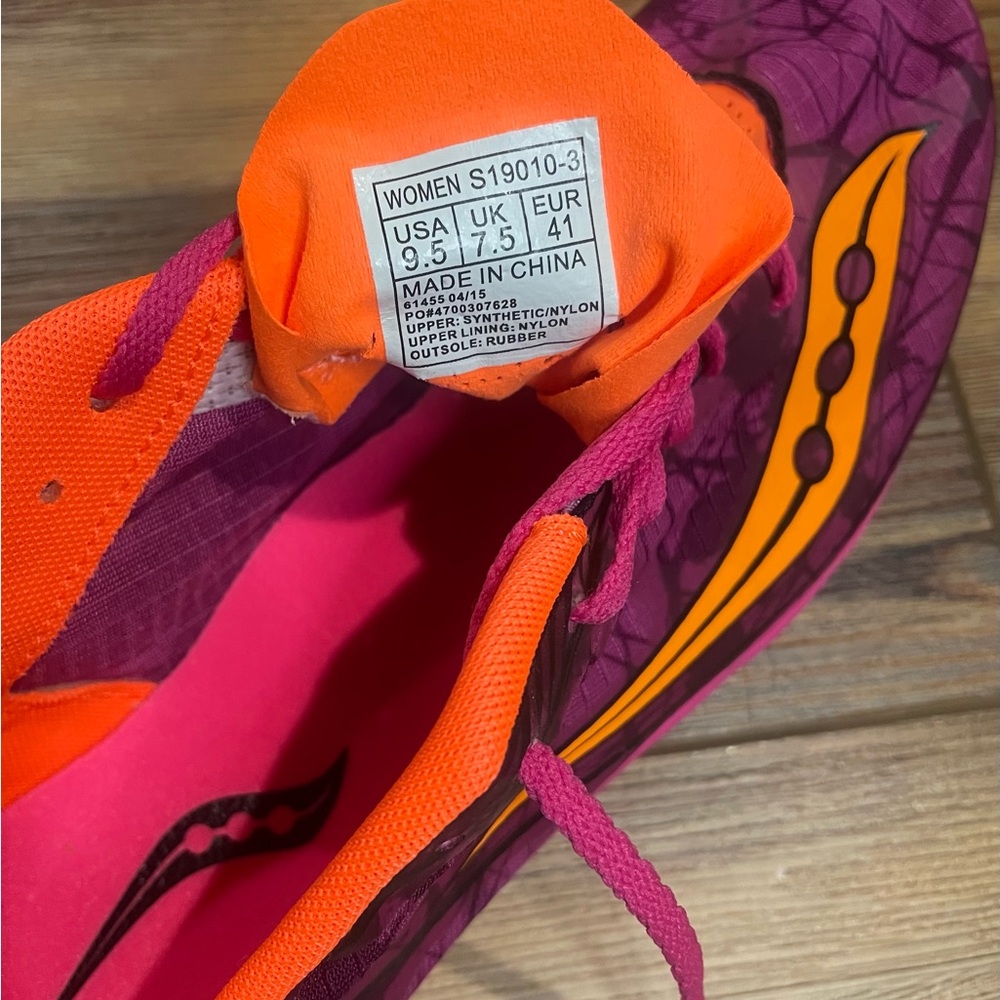 Saucony Women's Shay XC4 Flat Racing Shoe Size 9.5 Raspberry Pink Orange NWOT - Picture 10 of 12
